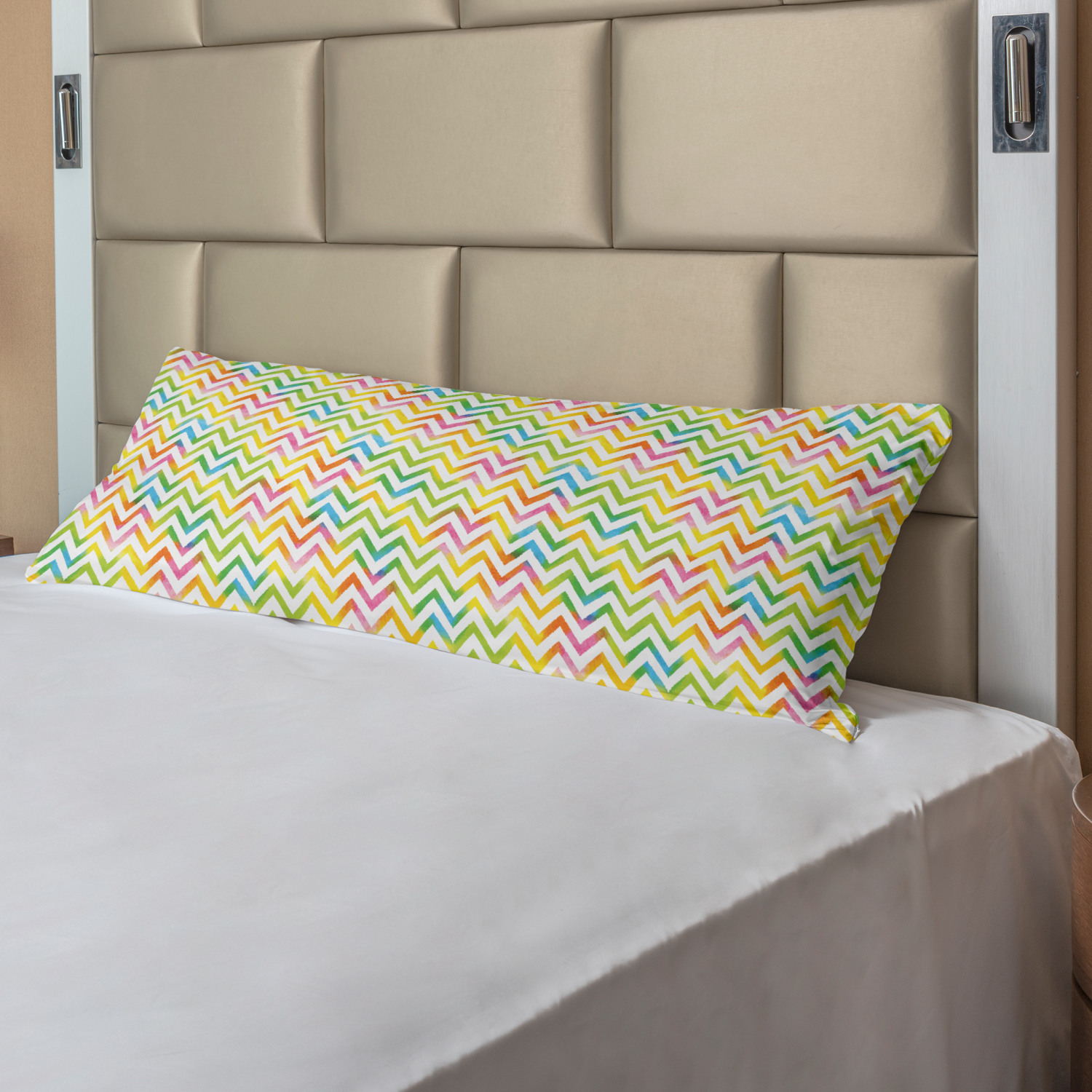 Ambesonne Chevron Zigzag Body Pillow Case Cover with Zipper Decorative Accent