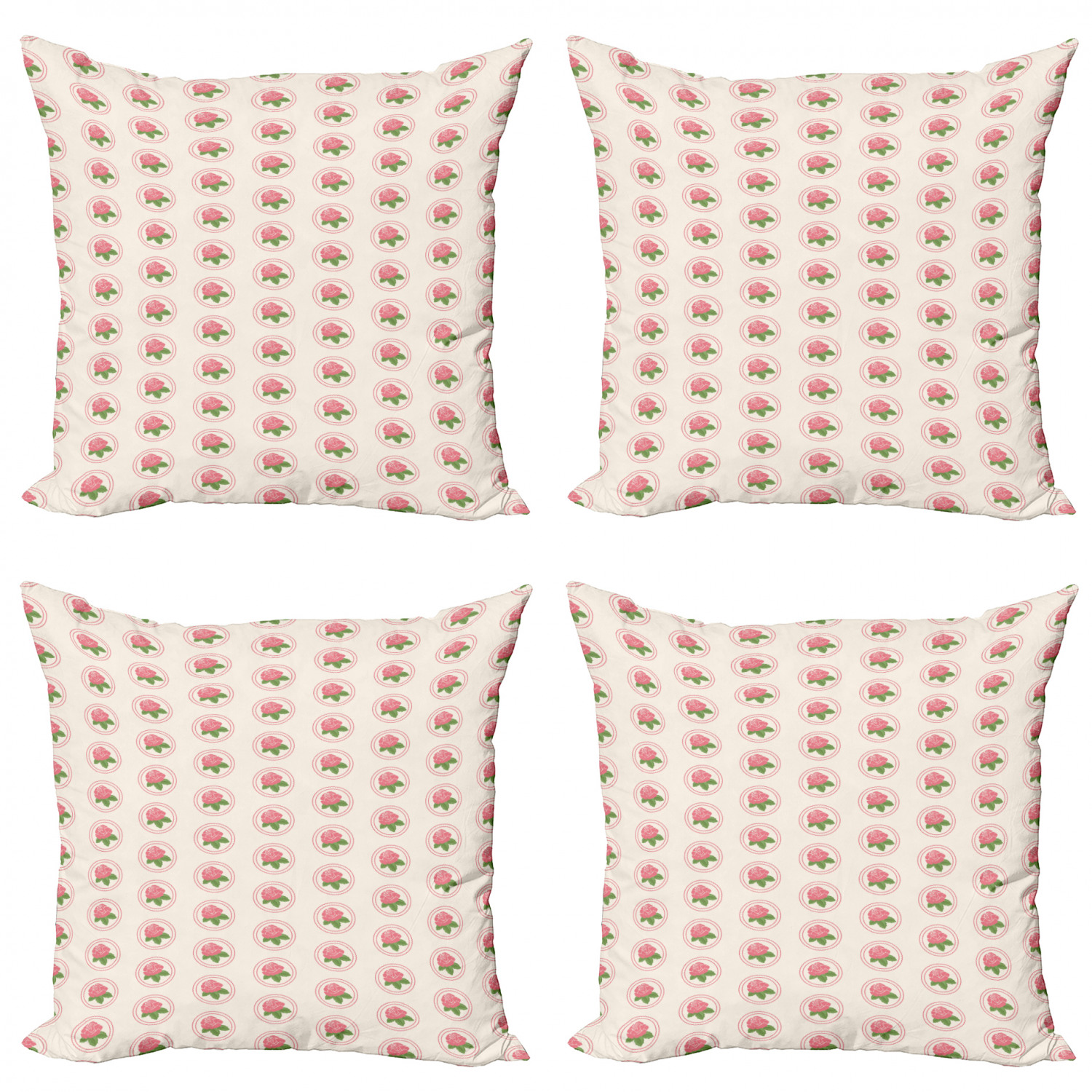 Ambesonne Art Design Cushion Cover Set of 4 for Couch and Bed in 4 Sizes