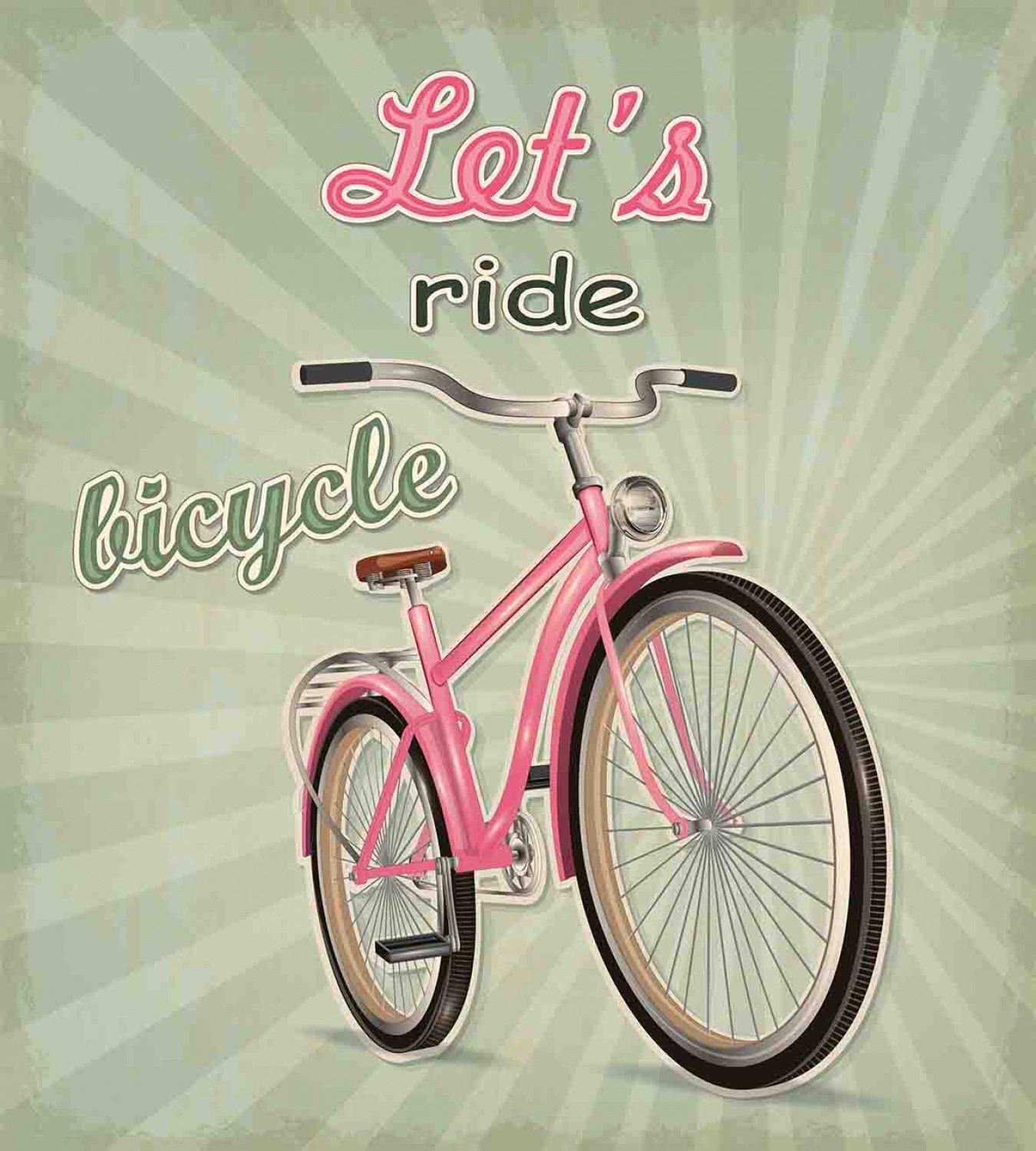 Vintage Duvet Cover Set with Pillow Shams Retro Pop Art Bike Print