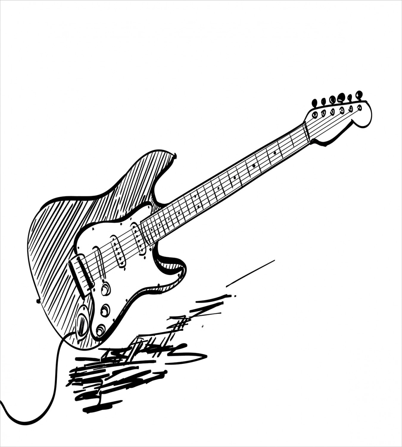 Рисунок гитары для срисовки