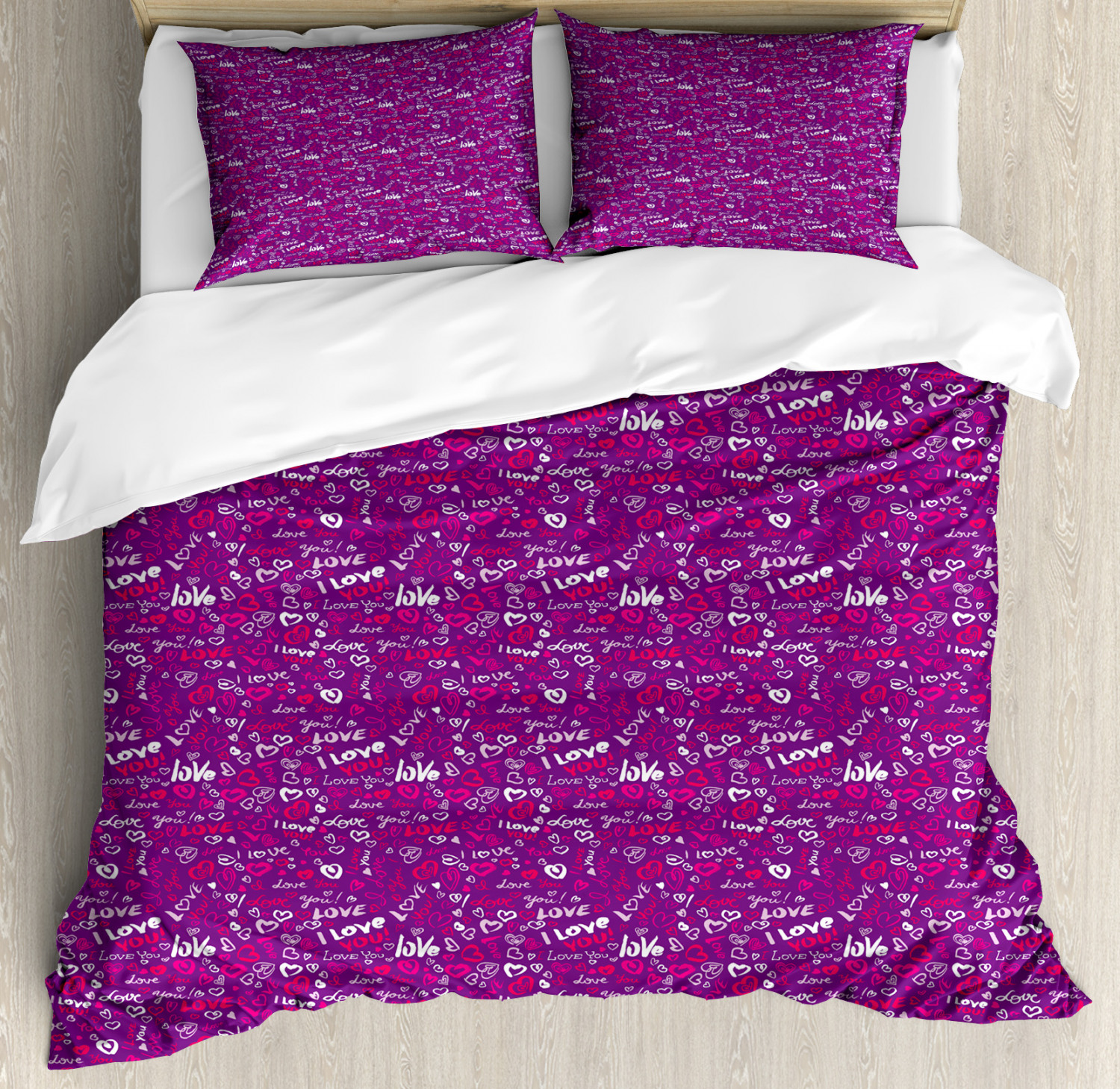 I Love You Duvet Cover Set Twin Queen King Sizes with Pillow Shams Bedding