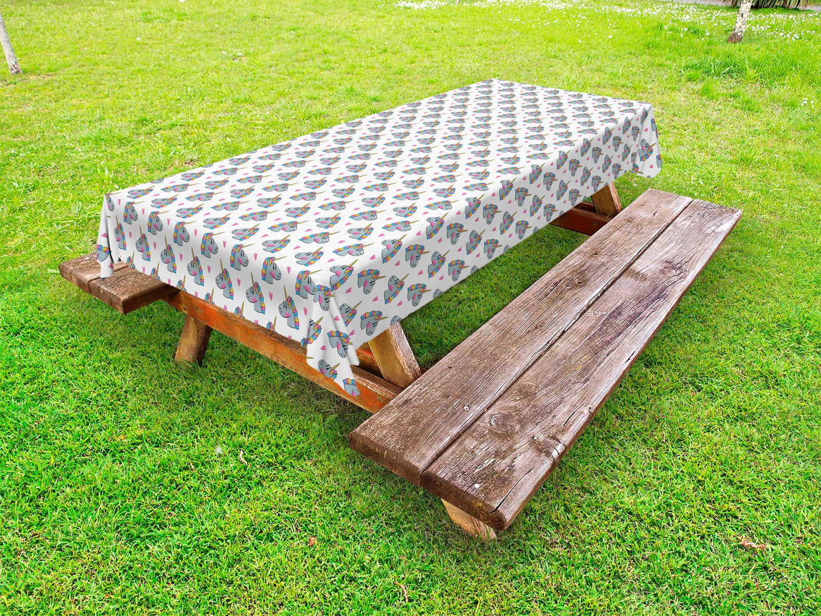 Kindisch Outdoor Tischdecke Bunte Einhörner Heads Garten Stoff Digitaldruck  - Bild 1 von 1