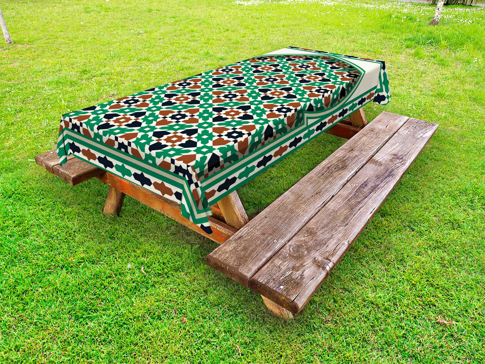 marokkanisch Outdoor Tischdecke Marokkanische Bogen mit Blumen Wasserabweisend - Bild 1 von 3