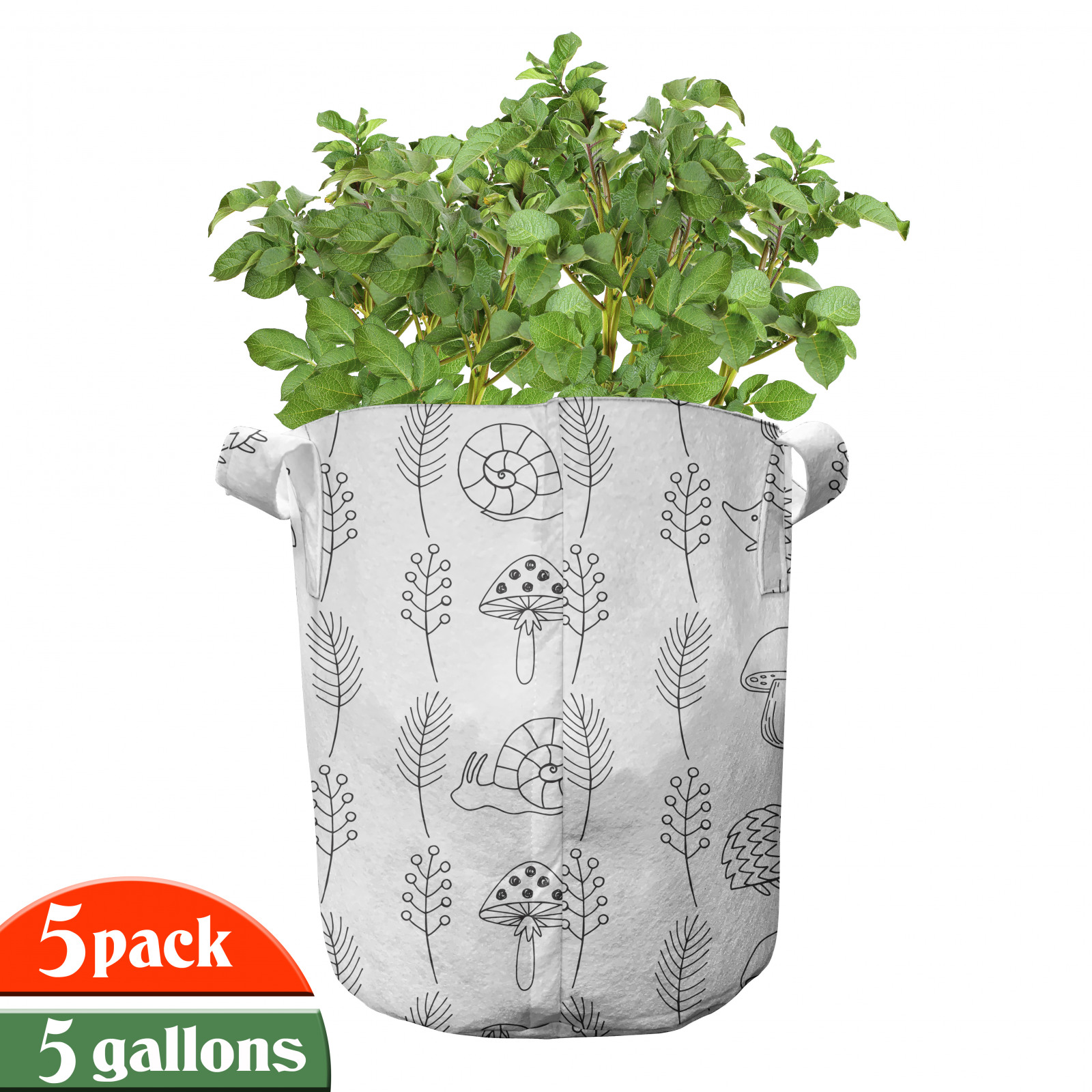 Tier 5er Set Stofftöpfe Stofftaschen Schnecke Pilz Kräuter Kunst - Bild 3 von 9