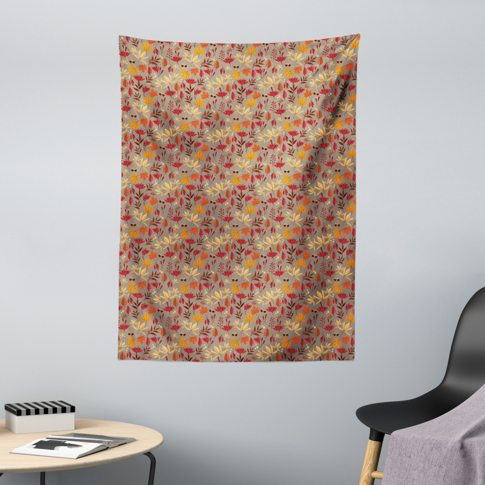 Naranja quemada Tapiz de Pared de Microfibra El follaje de otoño