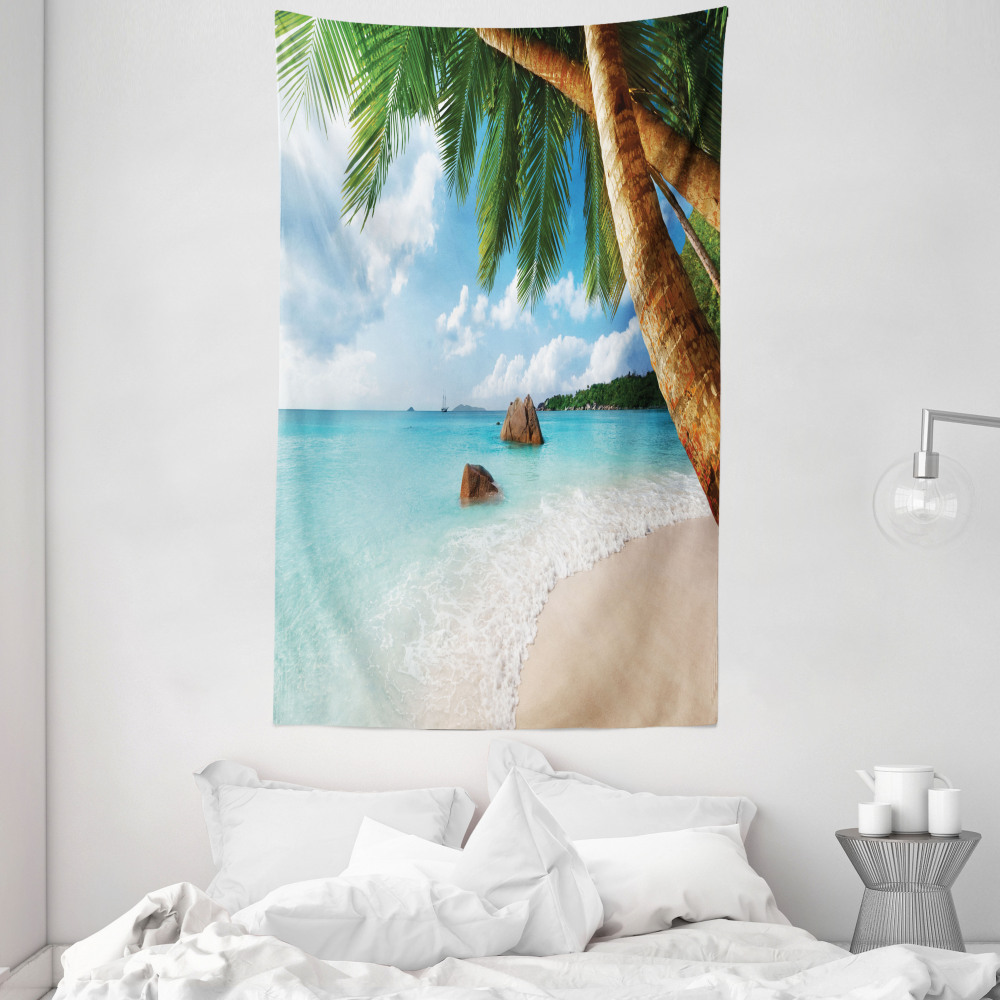 Strand Mikrofaser Wandteppich Exotischer Palmenozean | eBay