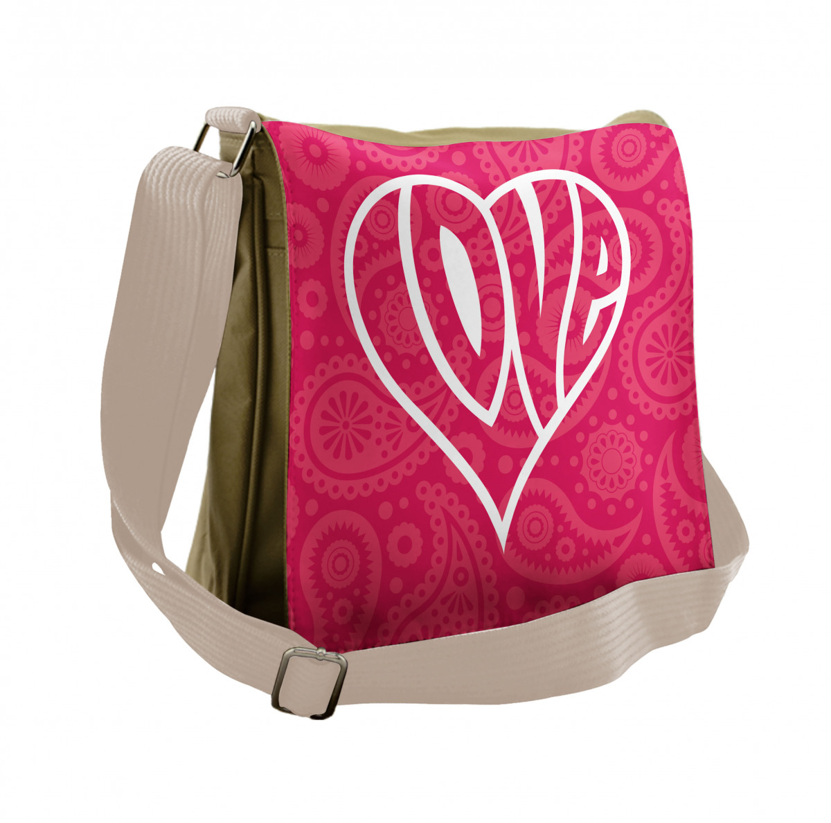 Heart Decor Chevron Flap Shoulder Bag