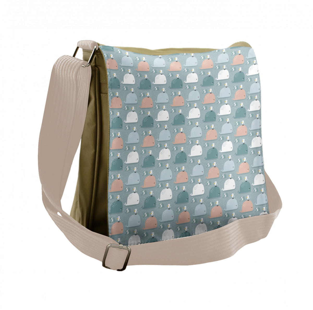 Sea Mammals with Seagull Messenger Bag