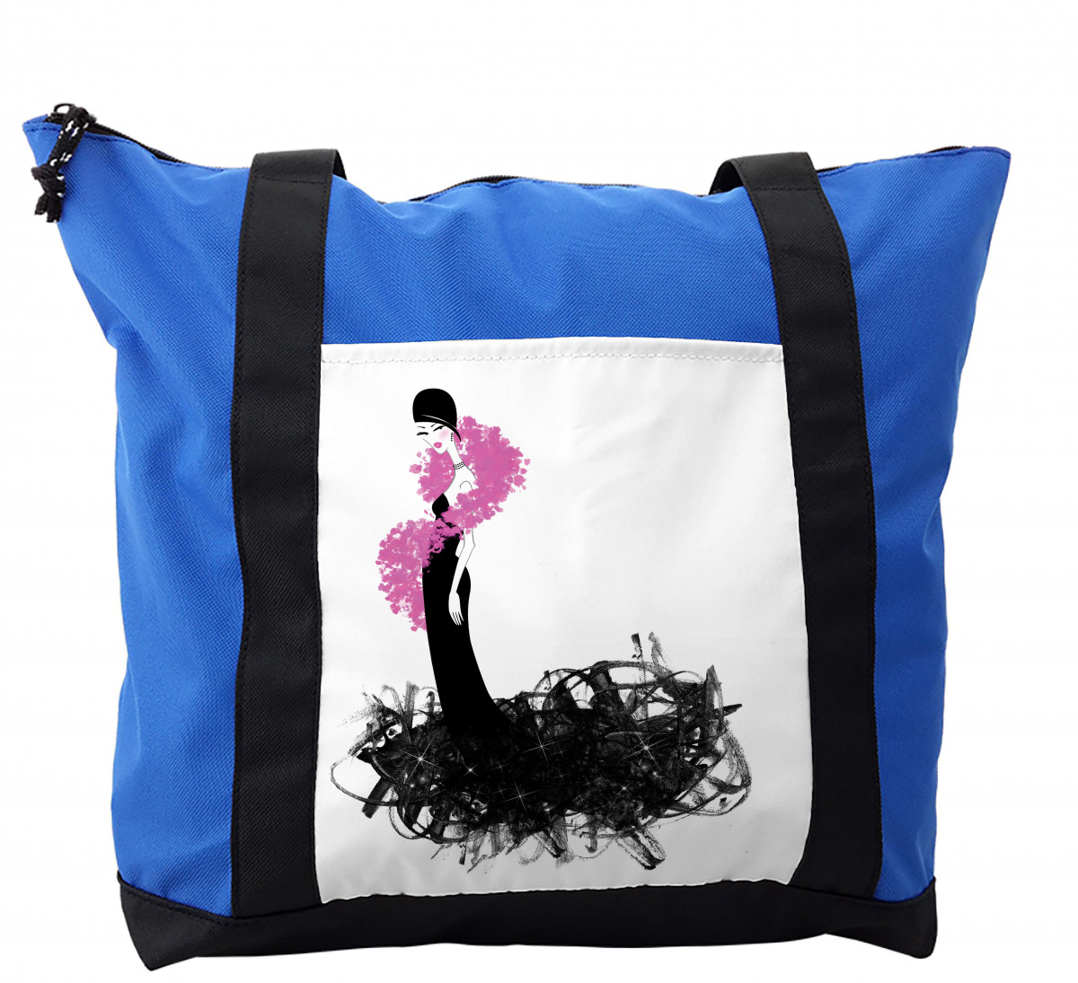 Woman with Gown and Boa Shoulder Bag