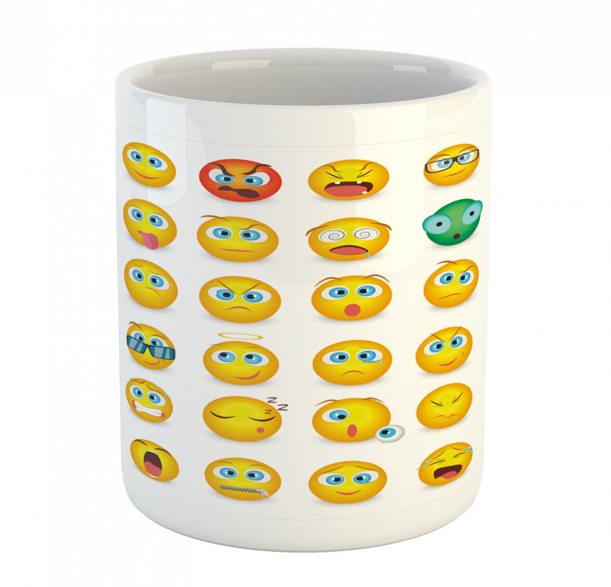 Emoji Pillow Sham Cartoon Like Smiley Faces of Mosters Happy Sad