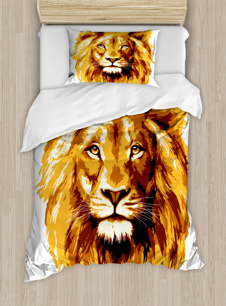 Cute Baby Lion Bedding Safari, Duvet Cover Set & Pillowcase, Zipper Be