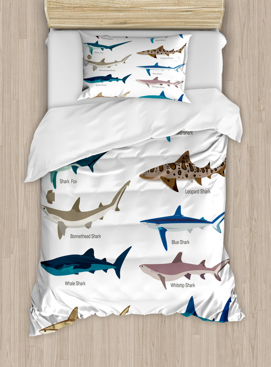 Cartoon Shark Types Wild Duvet Cover Set