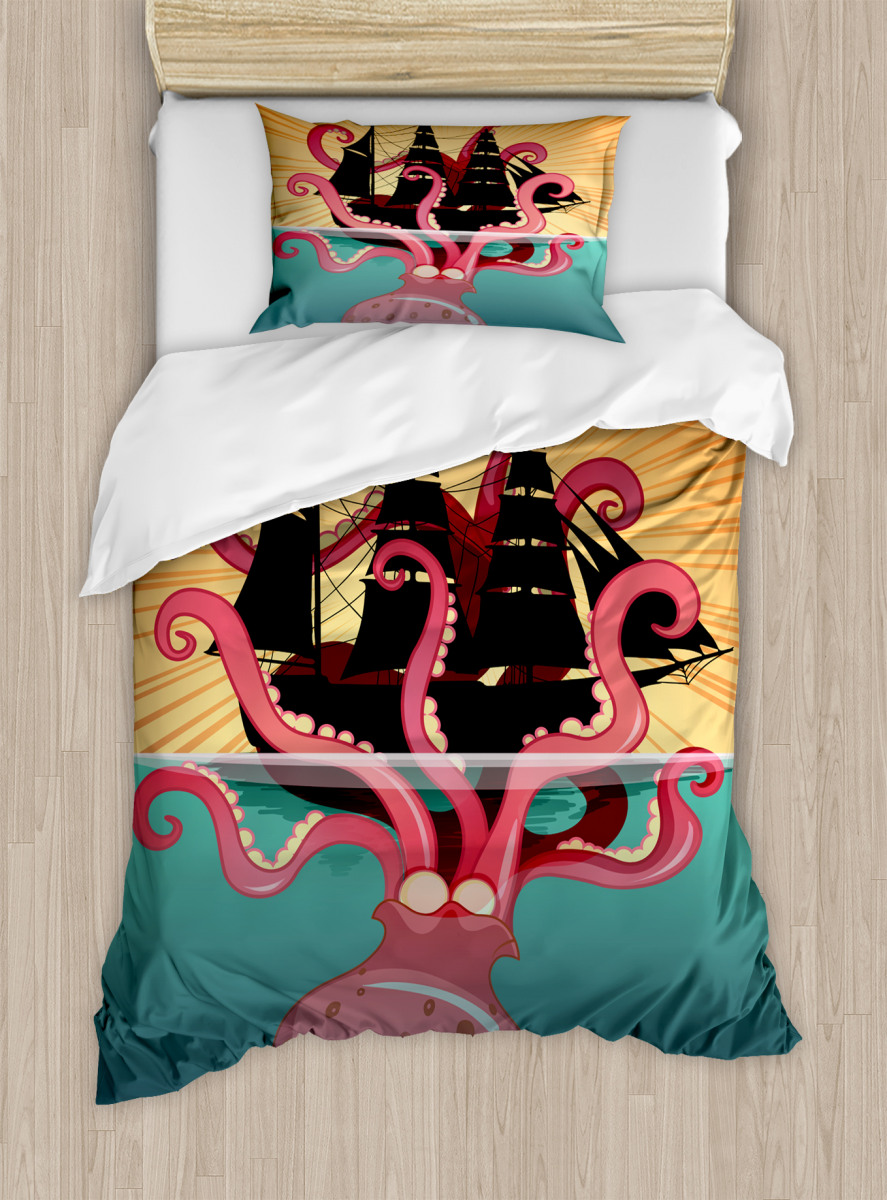 Coral Sea Monster Folk Duvet Cover Set