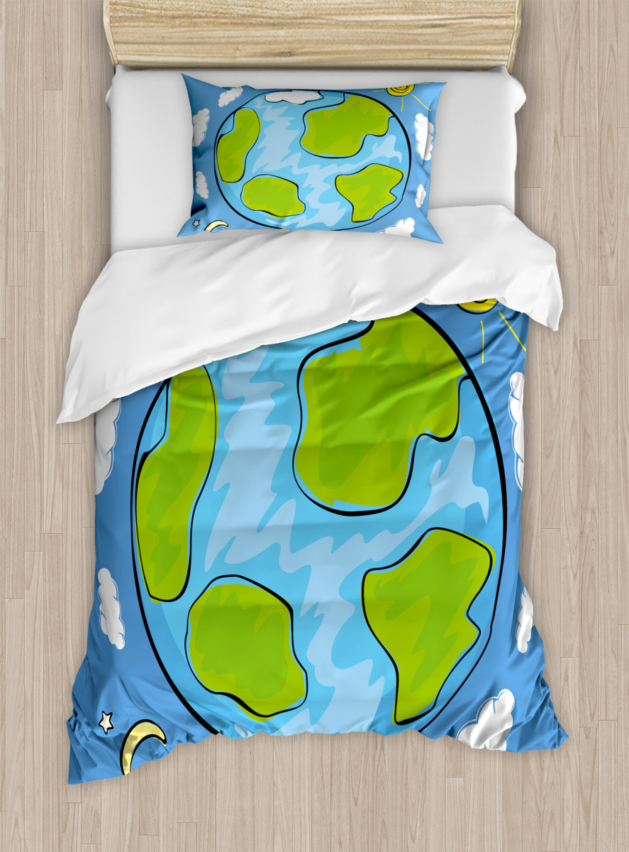 Kids Drawing Of Planet Duvet Cover Set