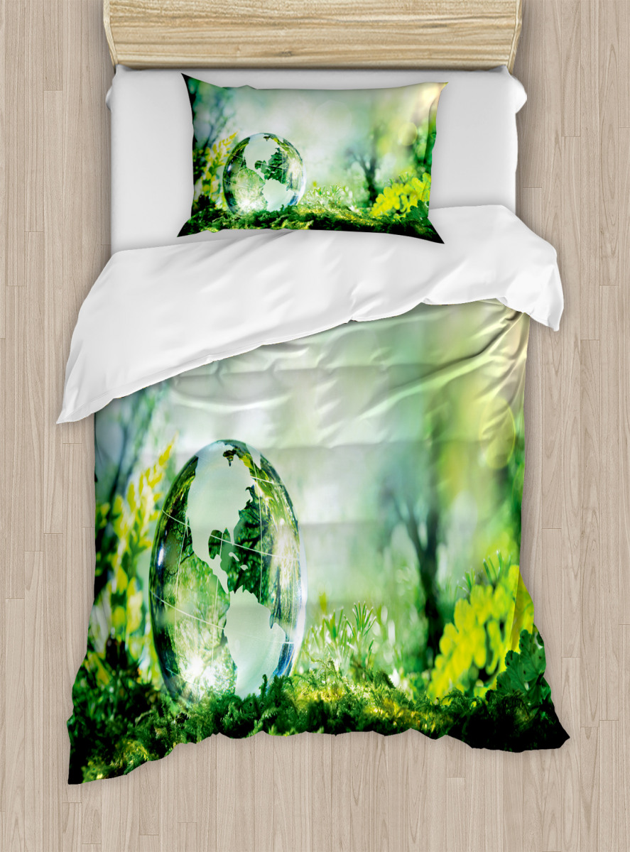 Globe In Fresh Forest Duvet Cover Set