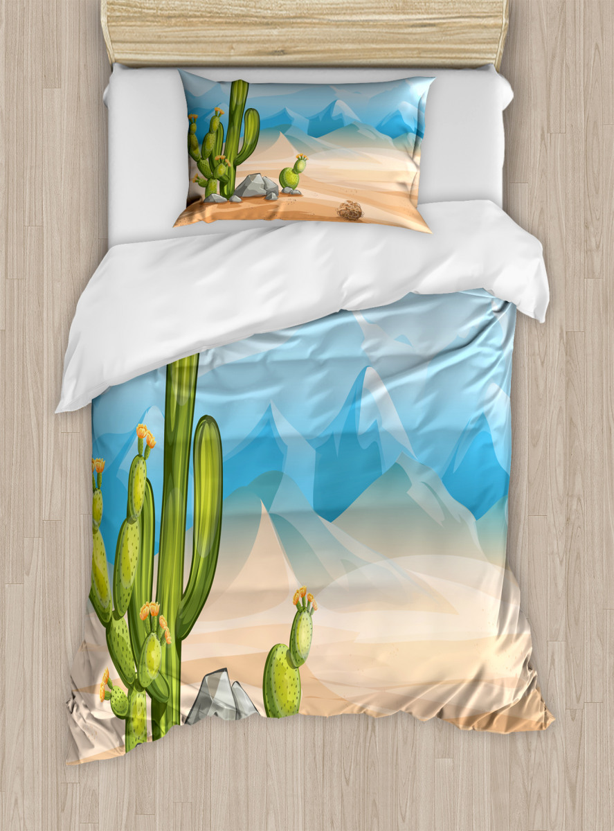Lonely Cactus In The Desert Duvet Cover Set, Desert Duvet Cover