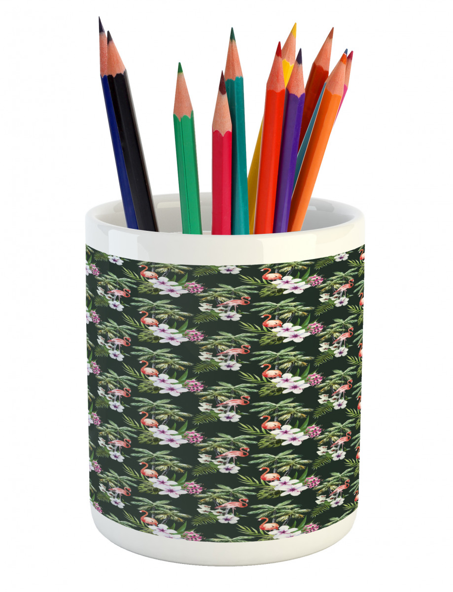 Exotic Flamingo Bouquet Pencil Pen Holder