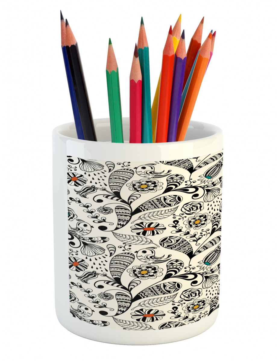 Spring Foliage Ethnic Pencil Pen Holder