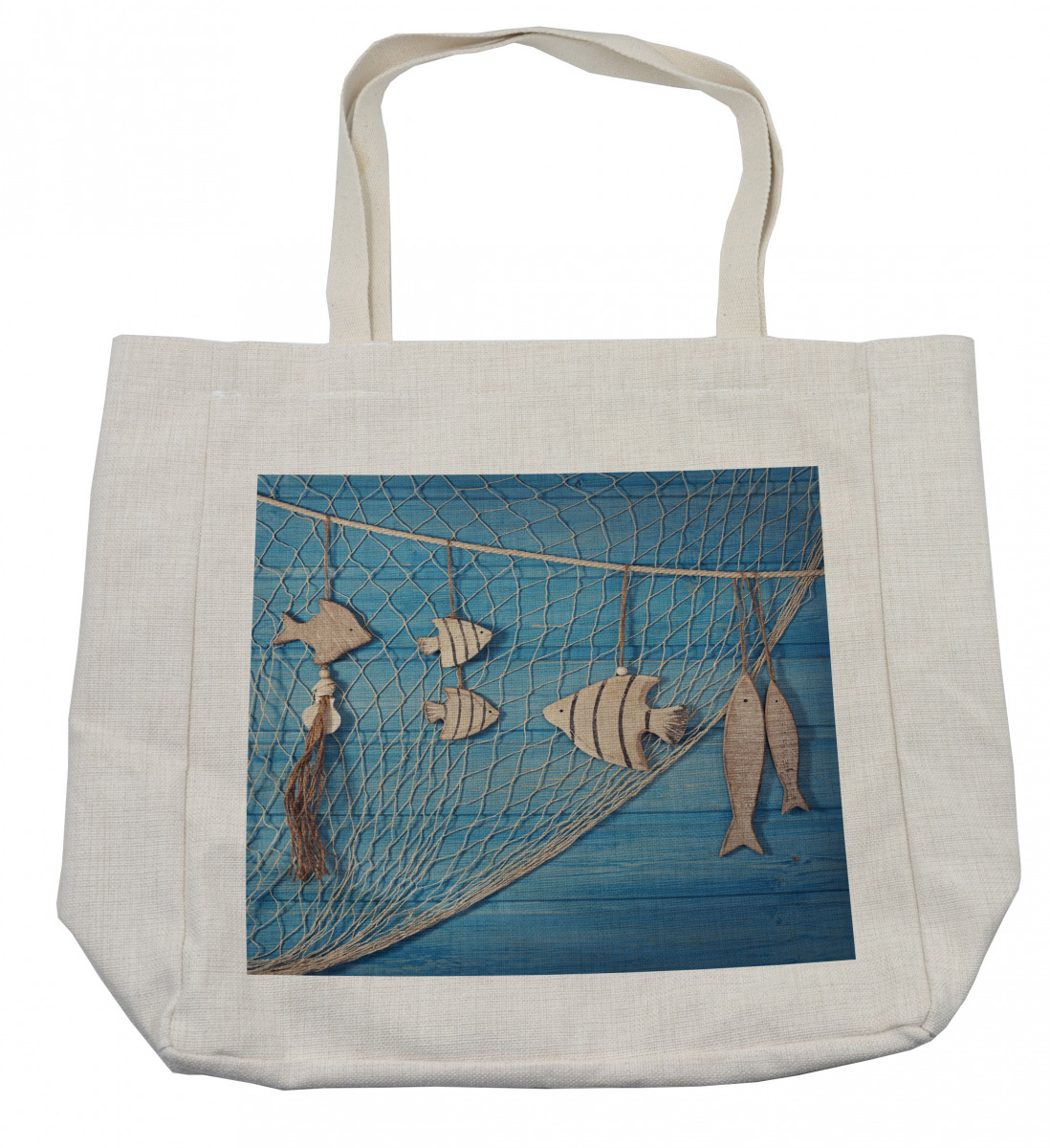 Wooden Fish Shell on Net Shopping Bag