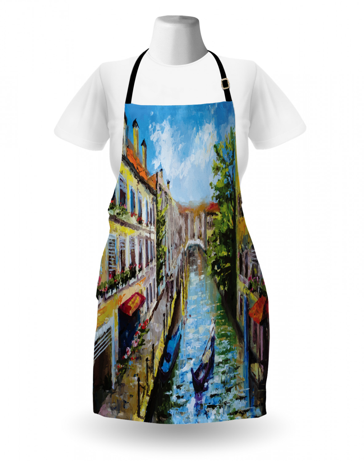 Ambesonne Apron Bib with Adjustable Neck Strap for Garden Cooking Standard Size