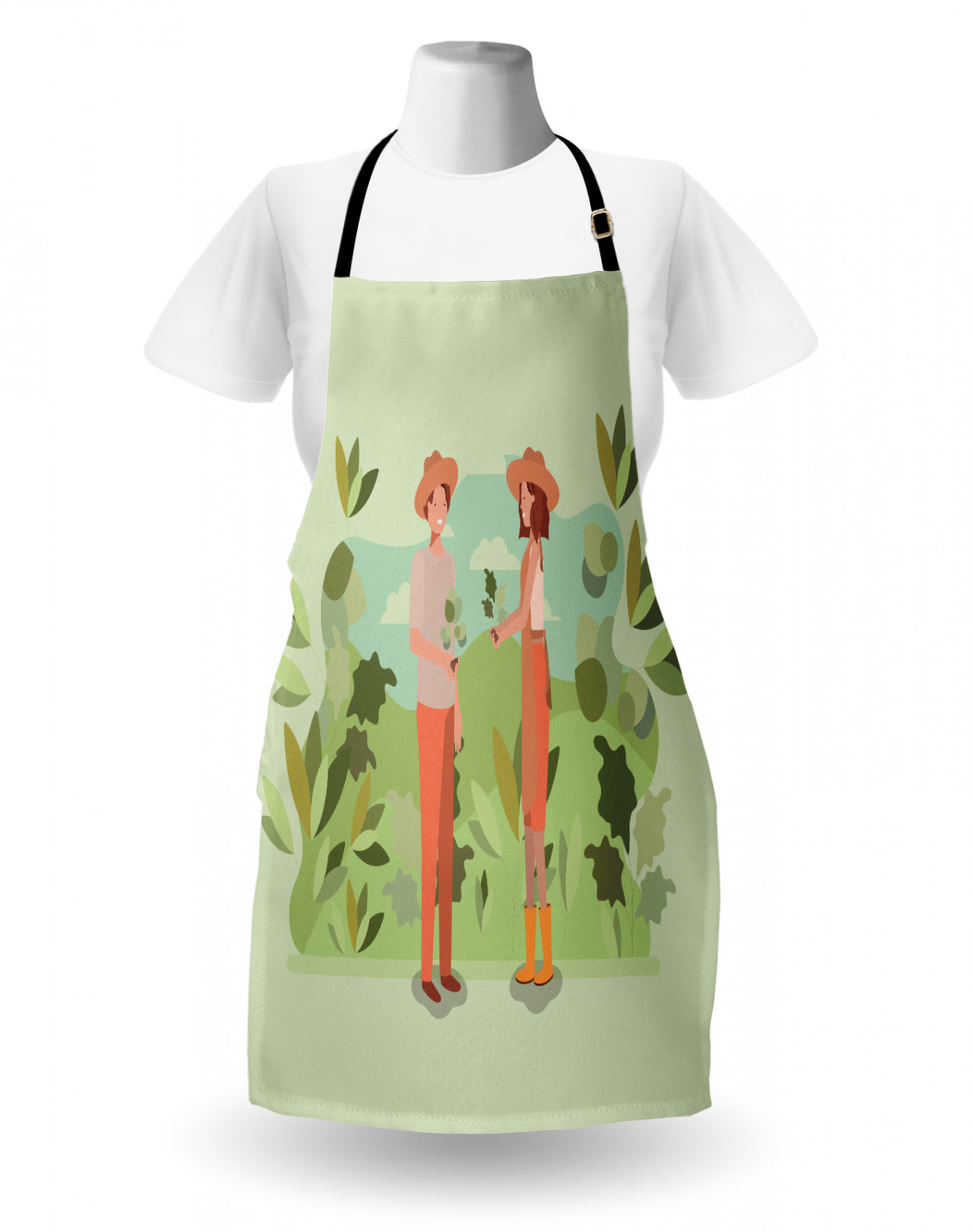 Ambesonne Apron Adjustable Strap for Gardening and Cooking Standard Size