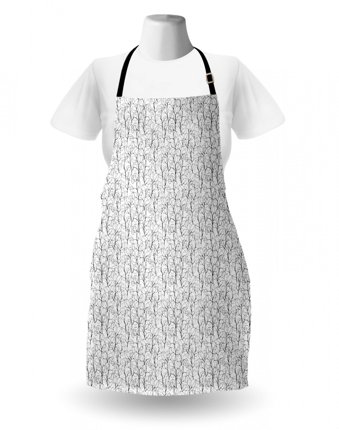 Apron Adjustable Black Strap for Garden Cooking Unisex Standard Size Ambesonne