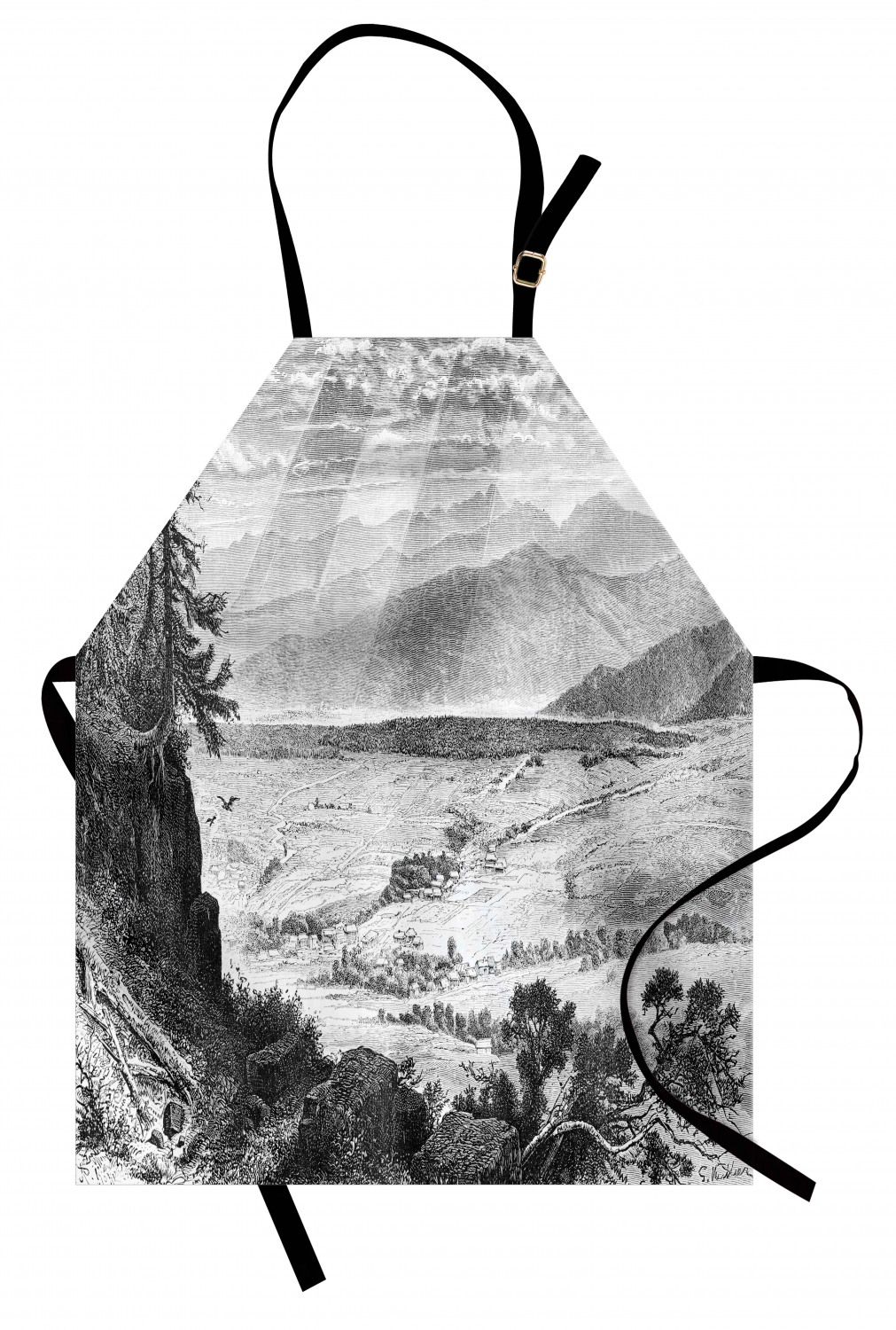 Ambesonne Apron Adjustable Strap for Gardening and Cooking Standard Size