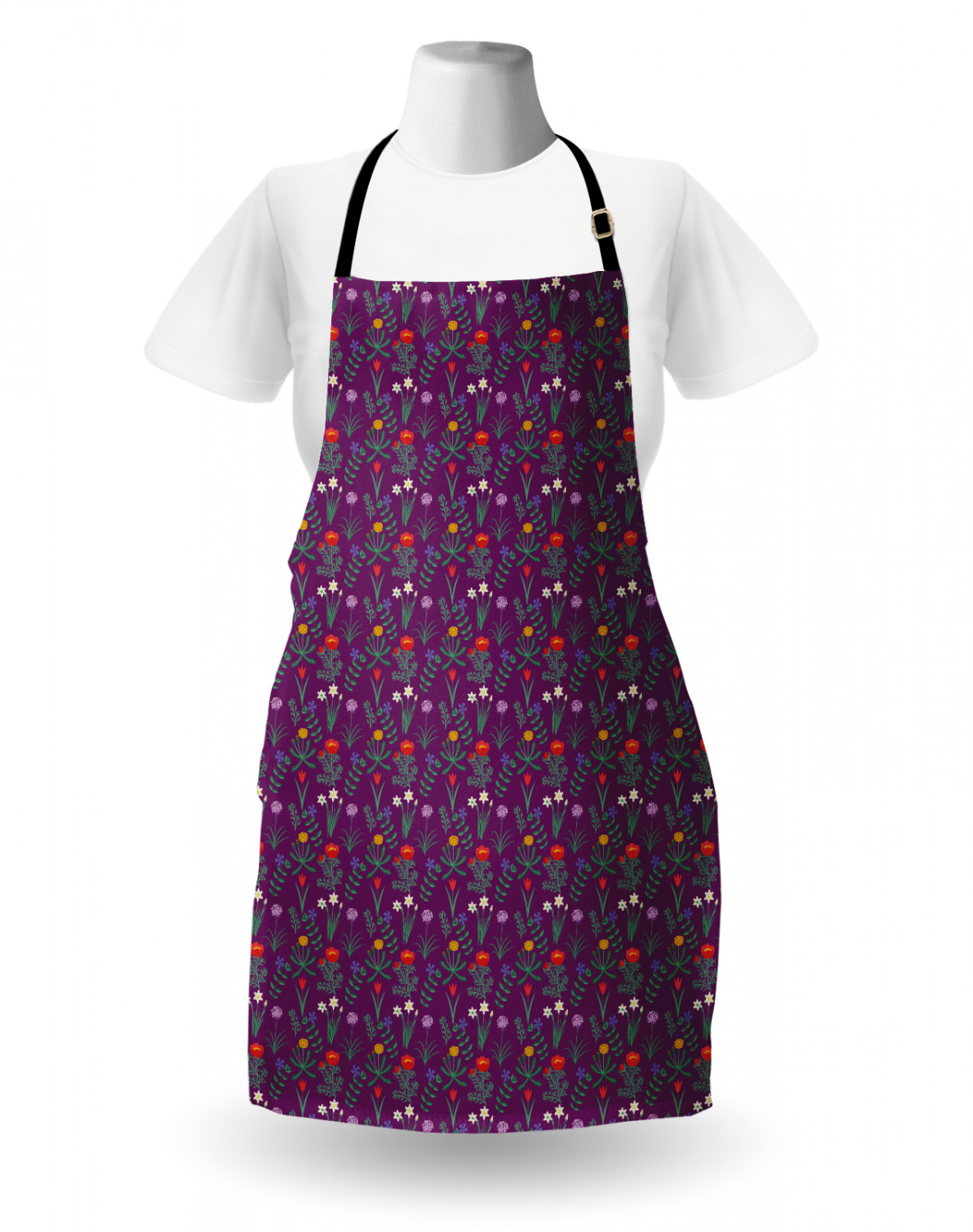 Ambesonne Apron Bib Adjustable Strap for Gardening Cooking Unisex Vivid Colors