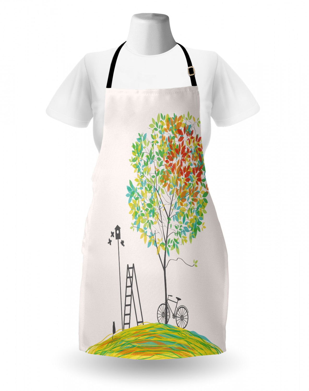 Ambesonne Unisex Vivid Colors Apron Bib with Adjustable Strap for Gardening