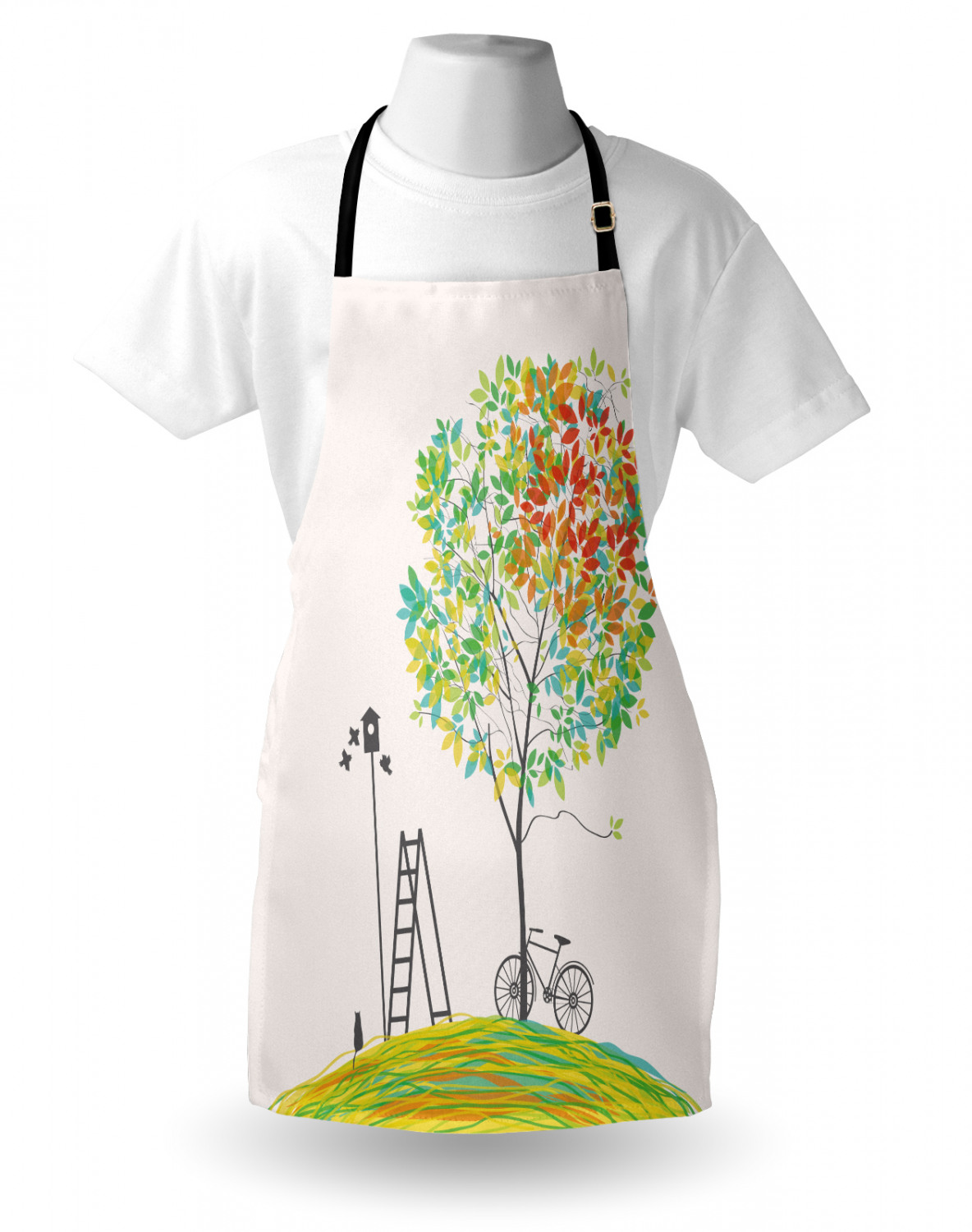 Ambesonne Unisex Vivid Colors Apron Bib with Adjustable Strap for Gardening