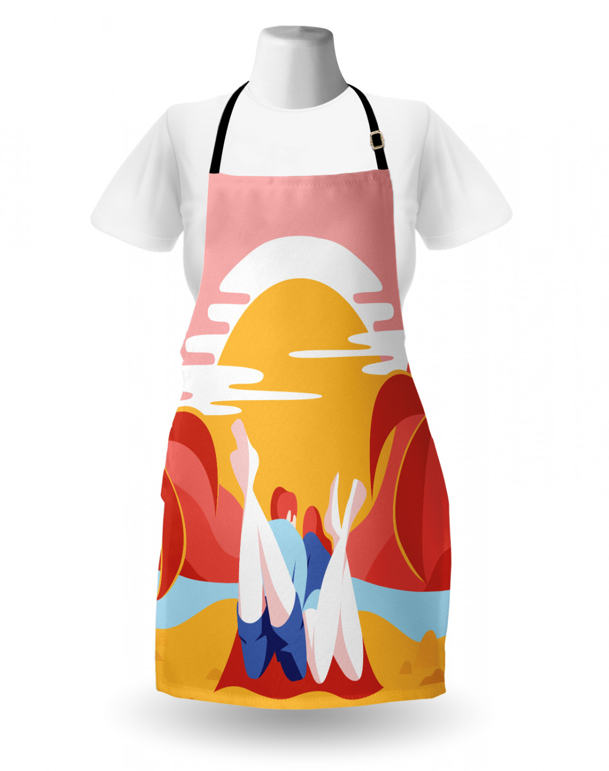 Ambesonne Apron Bib Adjustable Strap for Gardening Cooking Unisex Vivid Colors