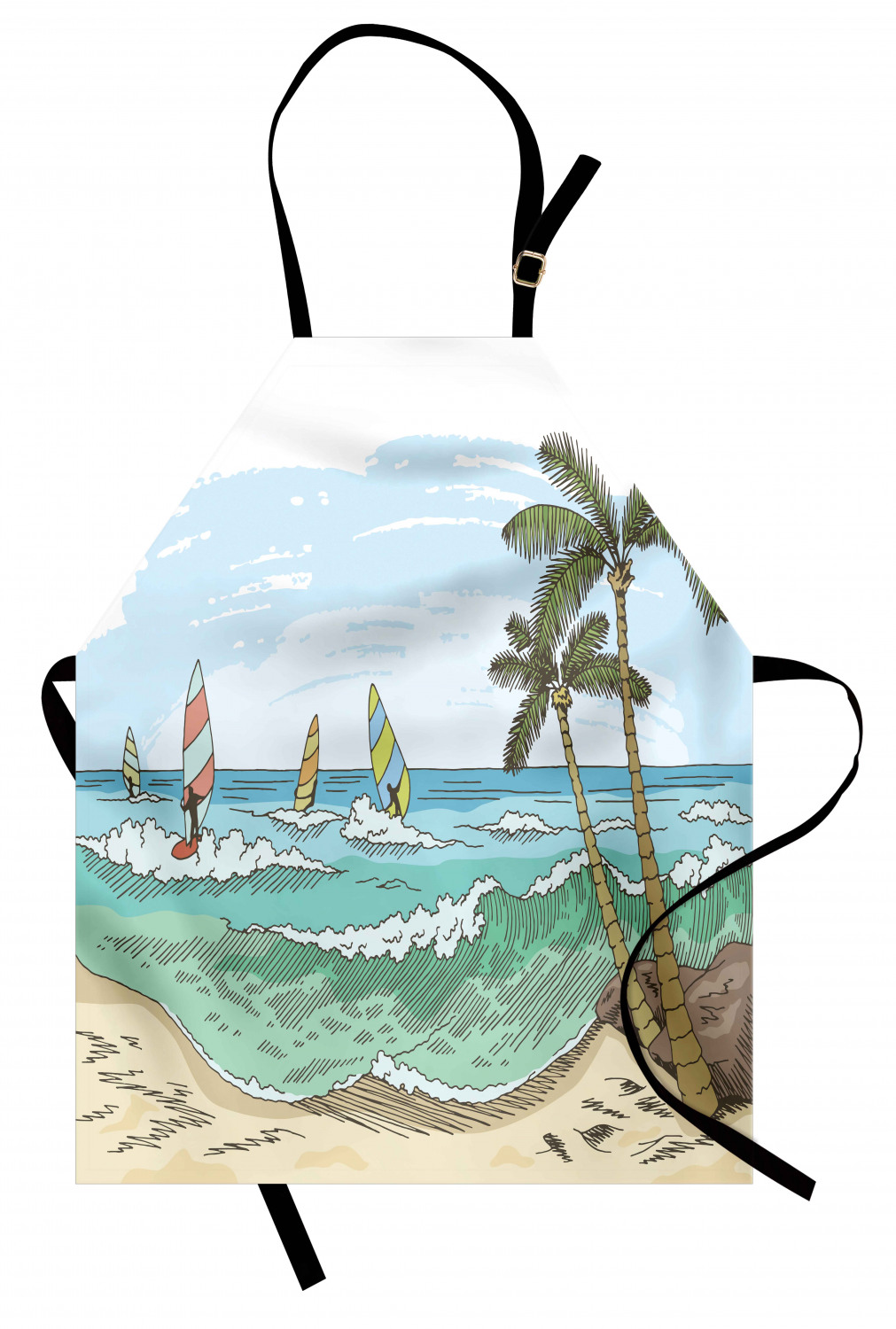 Ambesonne Beach Theme Kids Apron Boys Girls Apron Bib Cooking & Painting