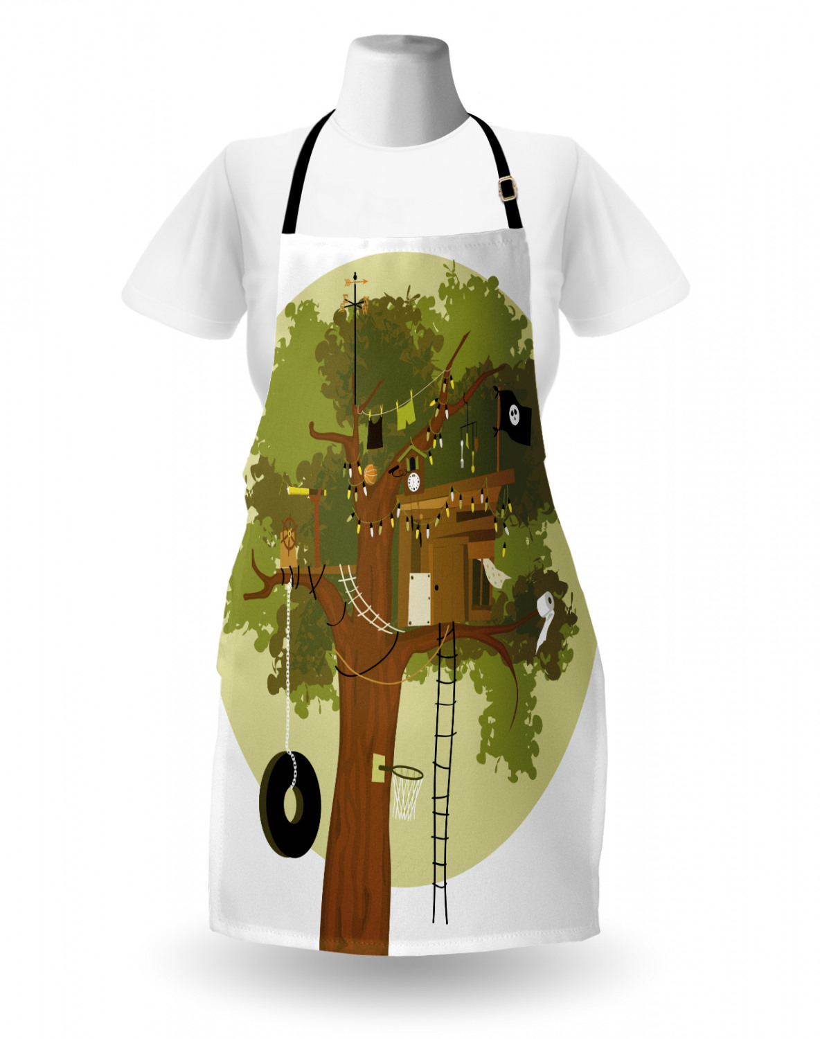 Apron with Adjustable Neck Strap Gardening Cooking Unisex Outdoor Use Ambesonne