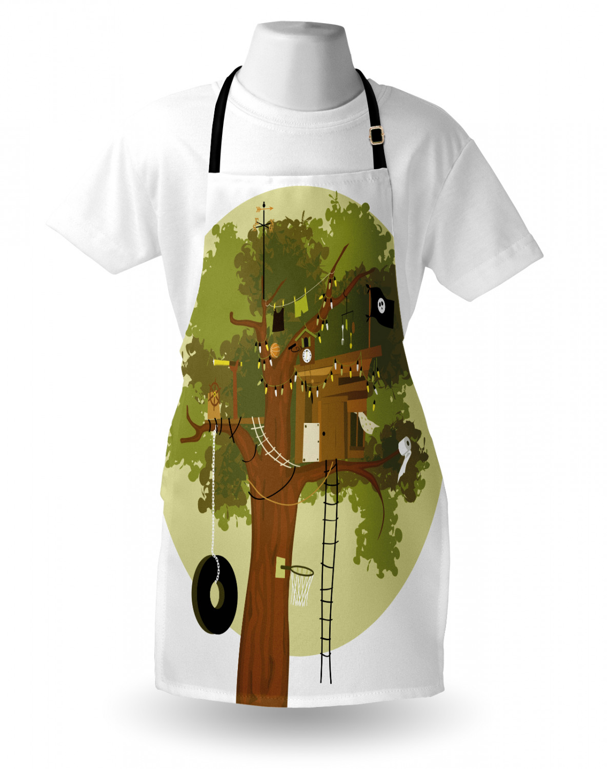 Apron with Adjustable Neck Strap Gardening Cooking Unisex Outdoor Use Ambesonne