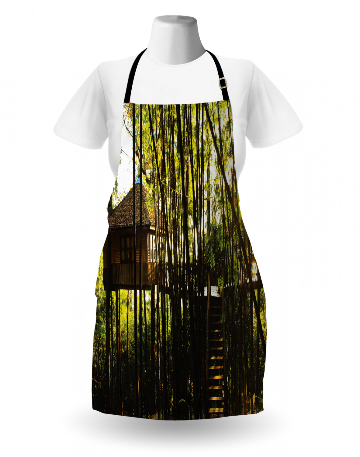 Apron with Adjustable Neck Strap Gardening Cooking Unisex Outdoor Use Ambesonne