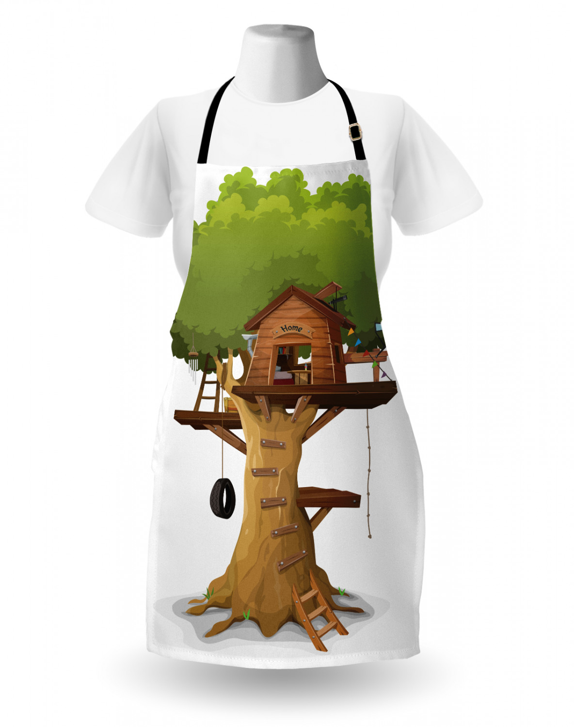 Apron with Adjustable Neck Strap Gardening Cooking Unisex Outdoor Use Ambesonne