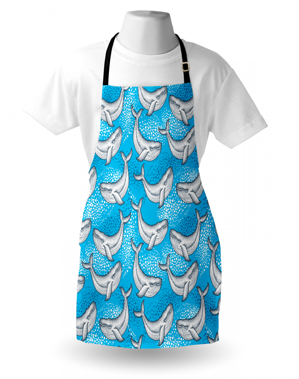 Marine Whale Apron Unisex Kitchen Bib with Adjustable Neck Cooking Baking