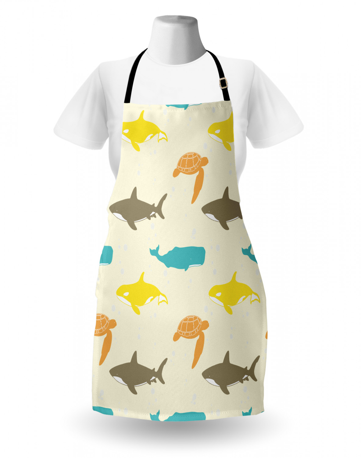 Marine Whale Apron Unisex Kitchen Bib with Adjustable Neck Cooking Baking