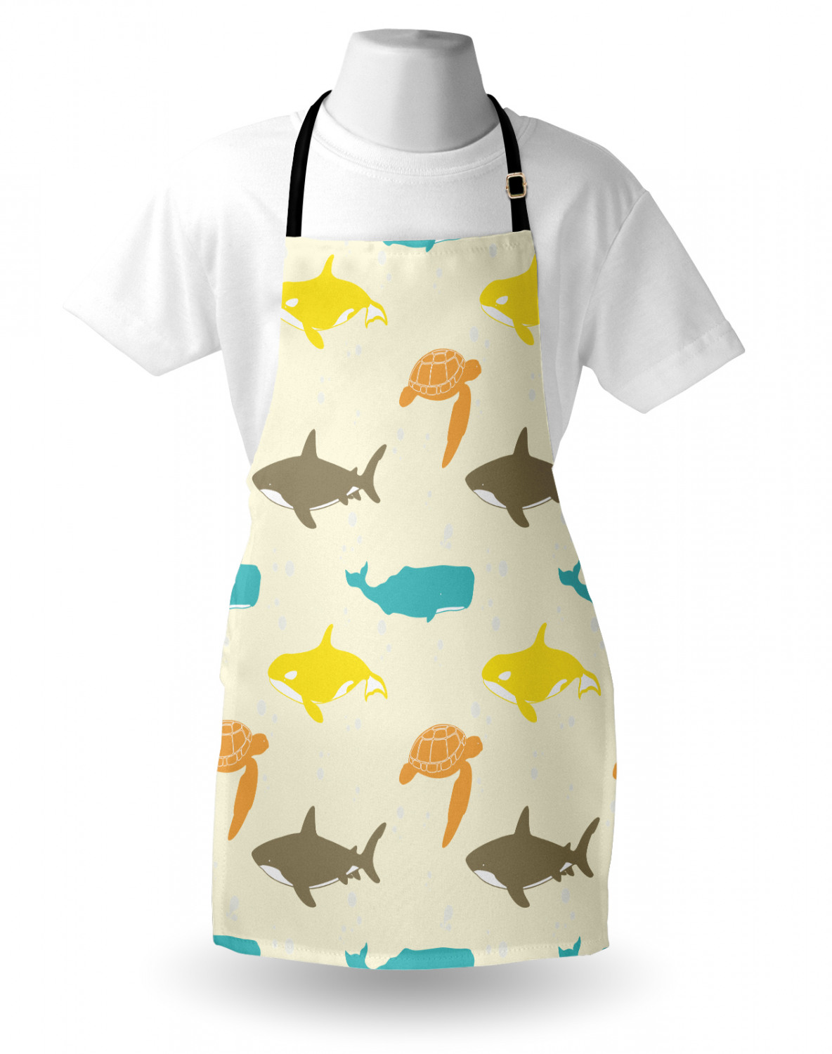 Marine Whale Apron Unisex Kitchen Bib with Adjustable Neck Cooking Baking