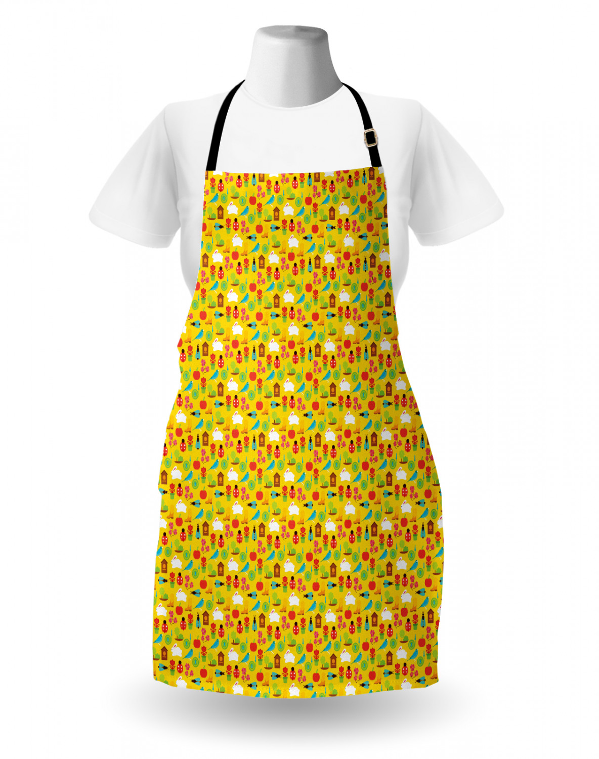 Ambesonne Apron Bib Adjustable Neck for Gardening Cooking Unisex No Fading