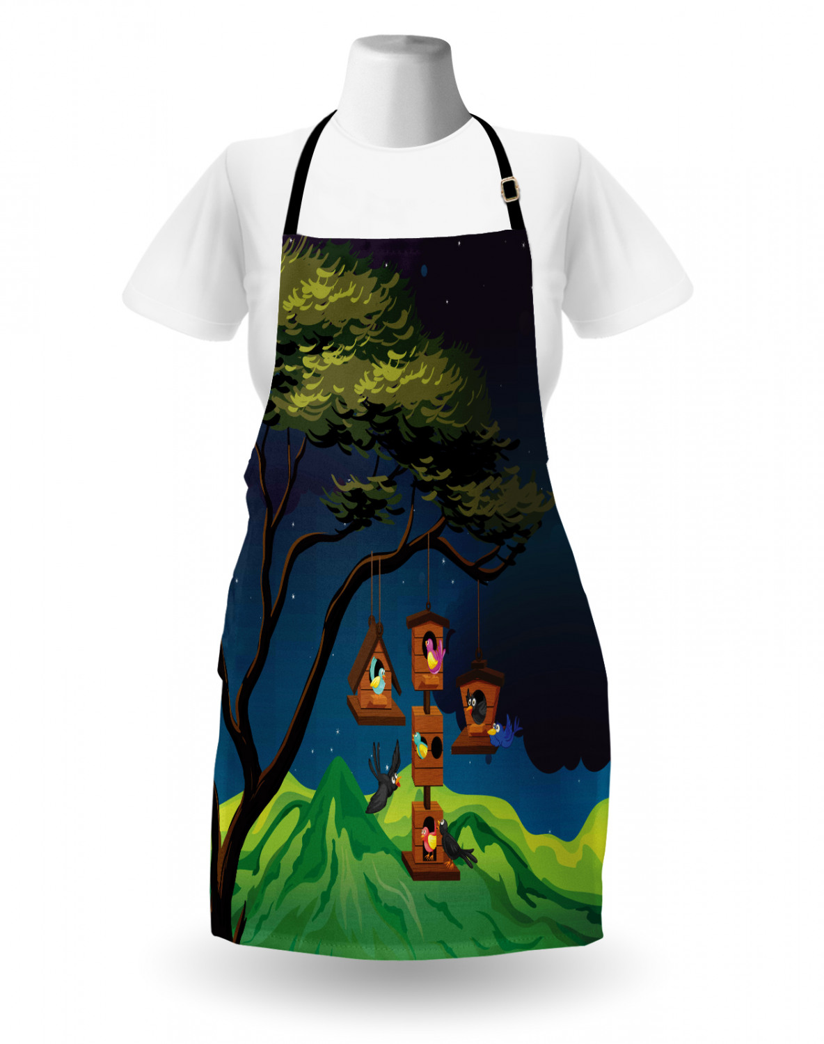 Ambesonne Apron Bib Adjustable Neck for Gardening Cooking Unisex No Fading