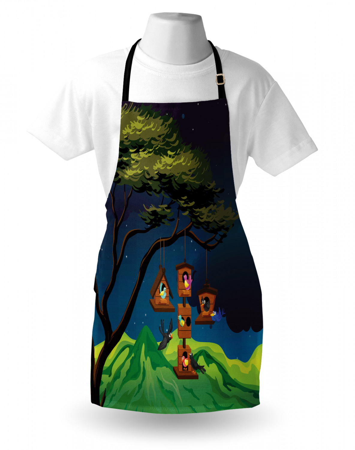 Ambesonne Apron Bib Adjustable Neck for Gardening Cooking Unisex No Fading