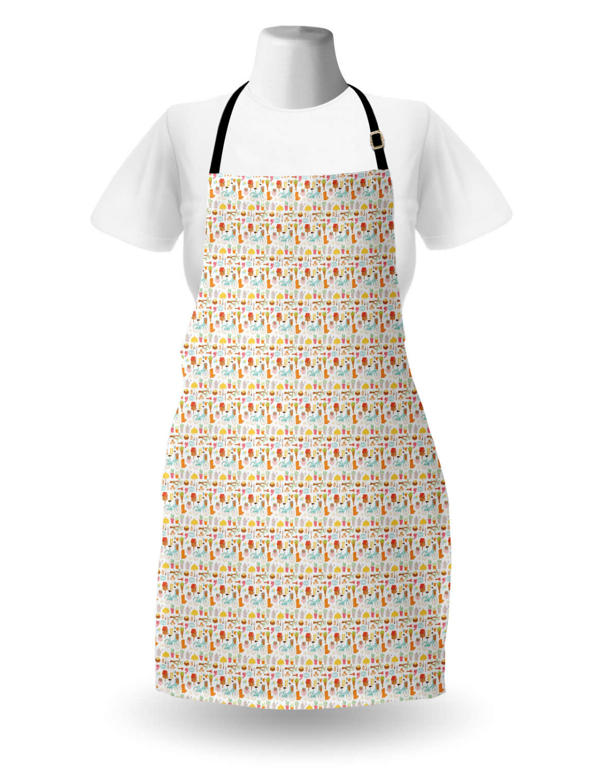 Ambesonne Apron Bib Adjustable Neck for Gardening Cooking Unisex No Fading