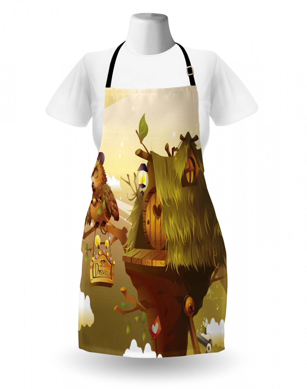 Ambesonne Apron Bib Adjustable Neck for Gardening Cooking Unisex No Fading