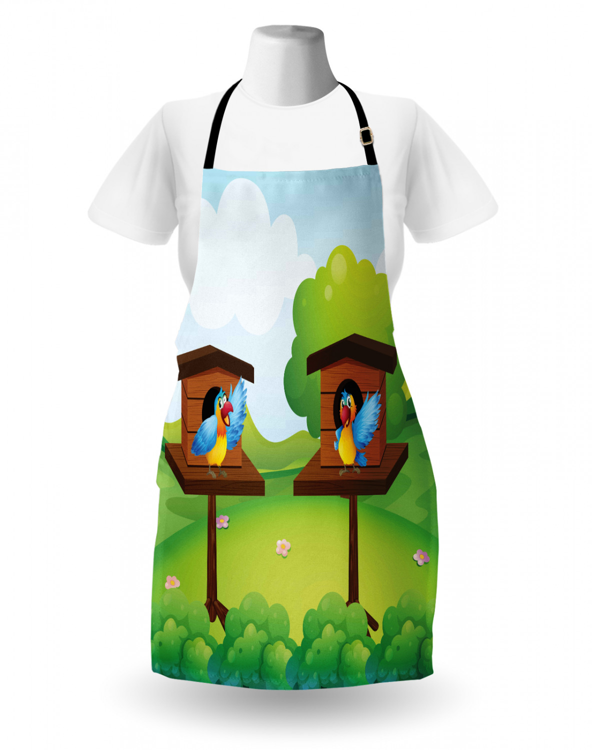 Ambesonne Apron Bib Adjustable Neck for Gardening Cooking Unisex No Fading