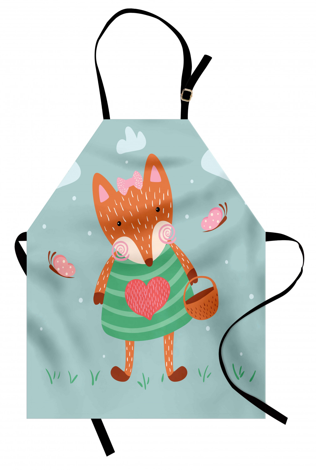 Ambesonne Fox Animal Kids Apron Boys Girls Apron Bib Cooking & Painting