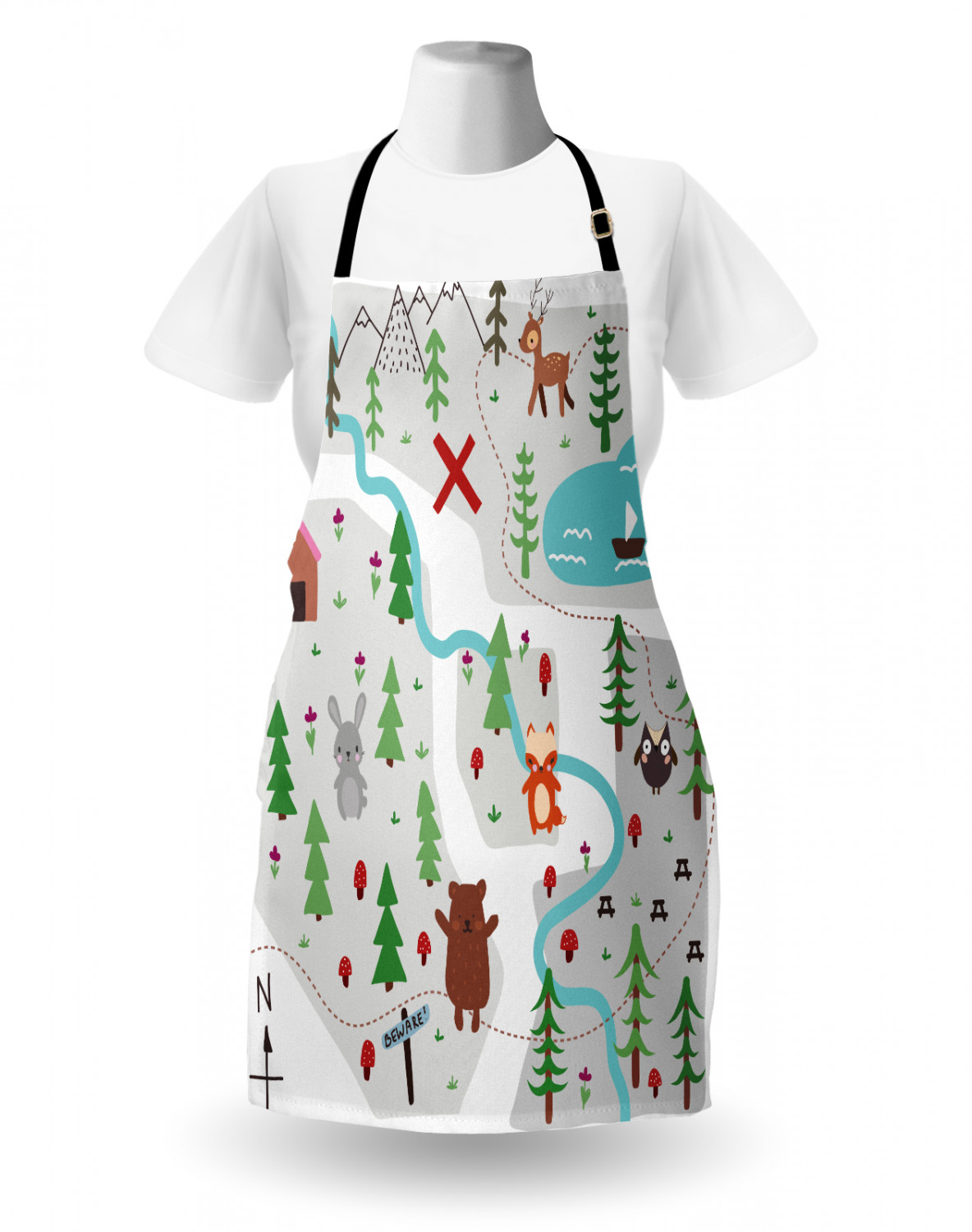 Apron with Adjustable Neck Strap Gardening Cooking Unisex Outdoor Use Ambesonne