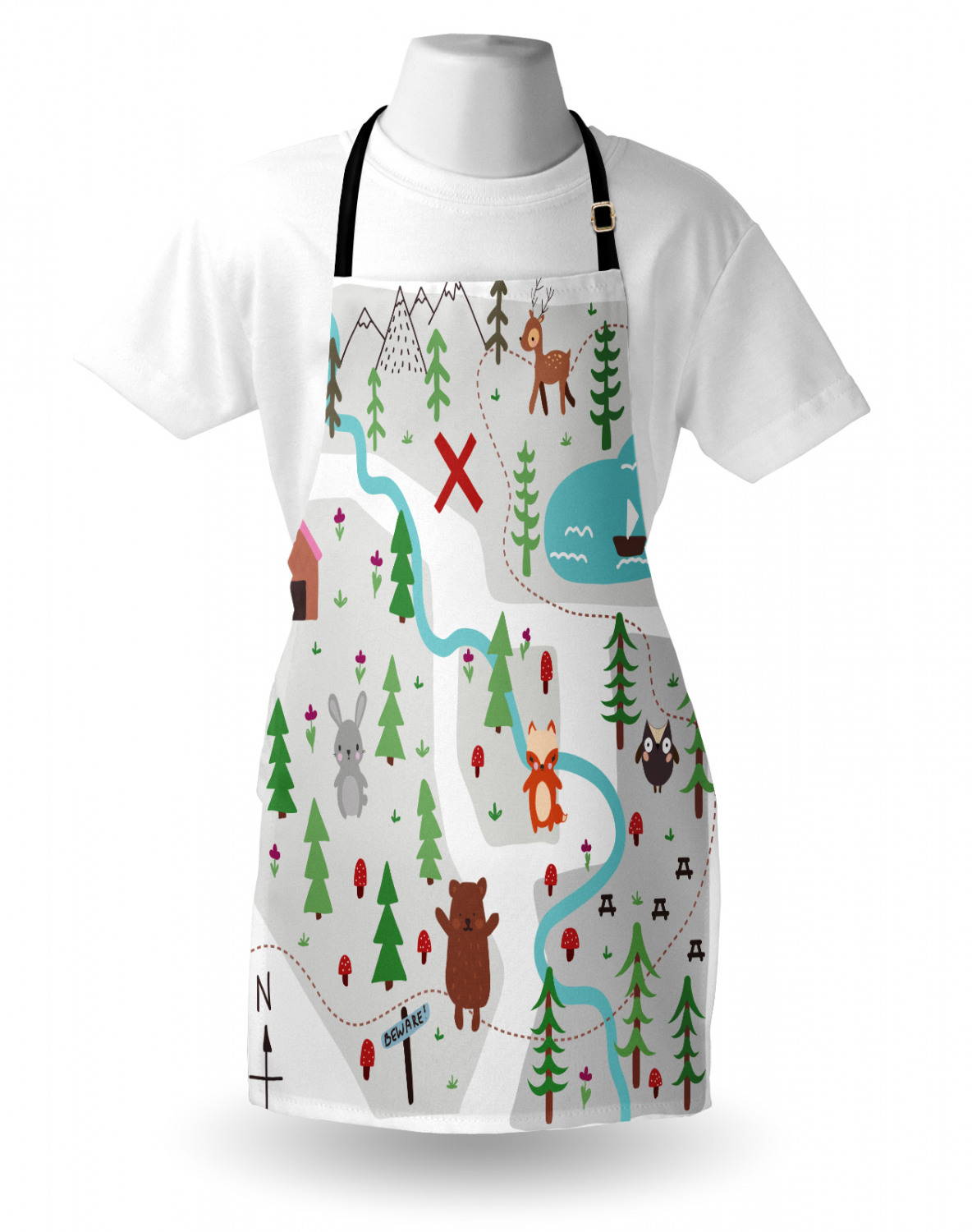 Apron with Adjustable Neck Strap Gardening Cooking Unisex Outdoor Use Ambesonne