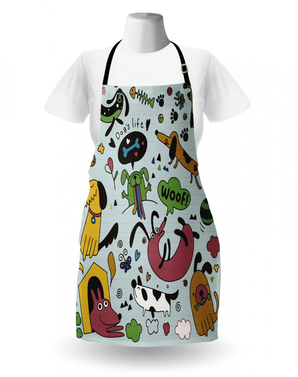 Apron with Adjustable Neck Strap Gardening Cooking Unisex Outdoor Use Ambesonne