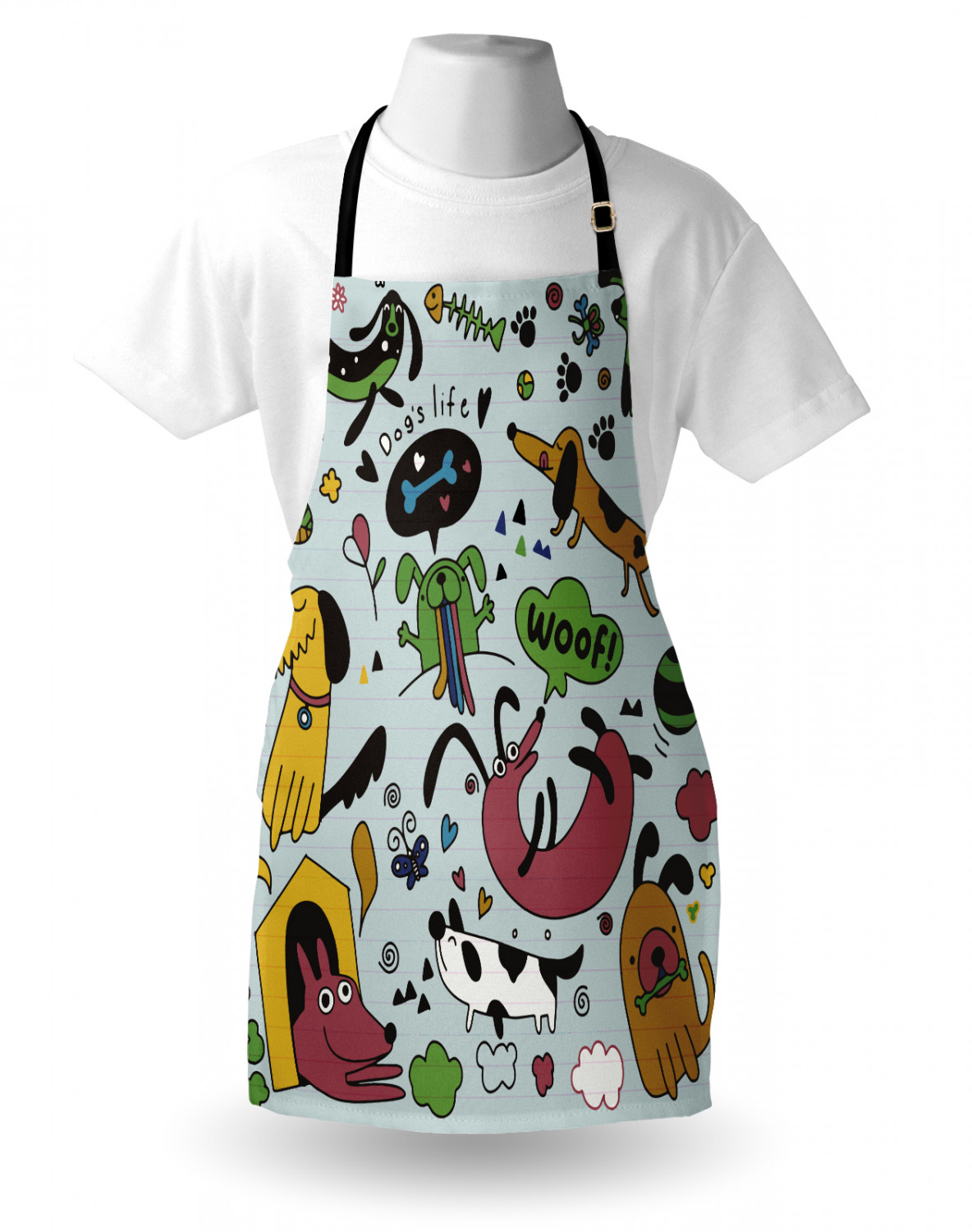 Apron with Adjustable Neck Strap Gardening Cooking Unisex Outdoor Use Ambesonne